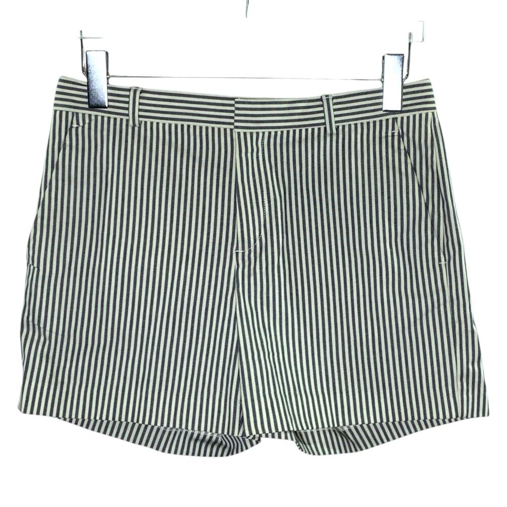 Banana Republic 4 Blue White Striped 5" Tailored Flat Front Shorts Chino Khaki